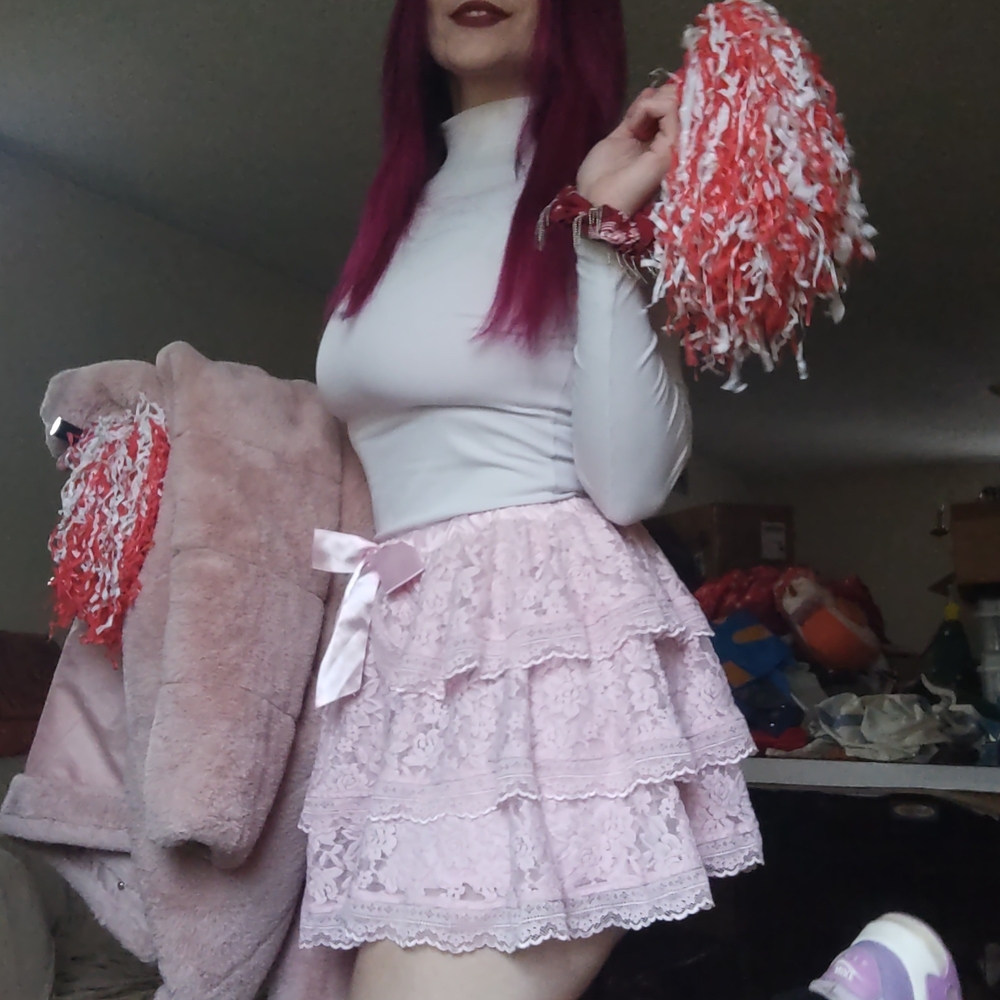 Elegant Pink Lace Skirt
